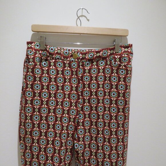 ANTHROPOLOGIE MAEVE Retro Floral Mid Rise Flare Stretch Ponte Pant Boho Size 8 - Picture 5 of 14
